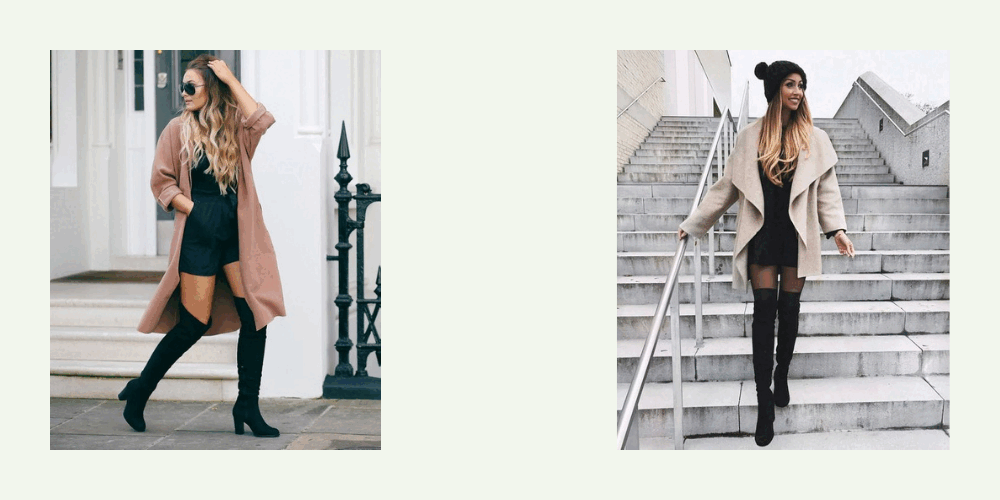 Combishorts Noirs Manteau Beige Rose