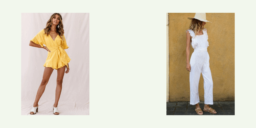 Combinaison Été Jaune Blanche