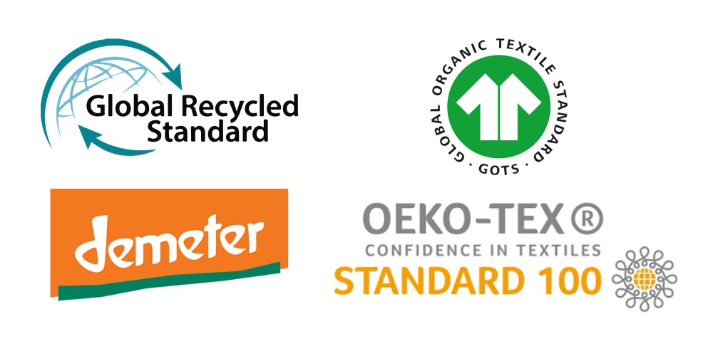 Certifications GRS GOTS DEMETER OEKO-TEX